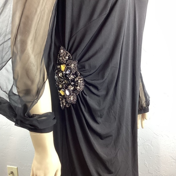 David Meister Long Sleeve Dress Size 20W Black - Picture 6 of 9